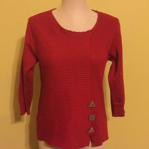 Neiman Marcus Putorti red ribbed scoop neck